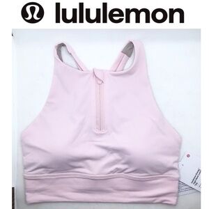 lululemon Energy High-Neck LL Zip Bra Medium Support, B–D Cups- Lt Pink Size 4